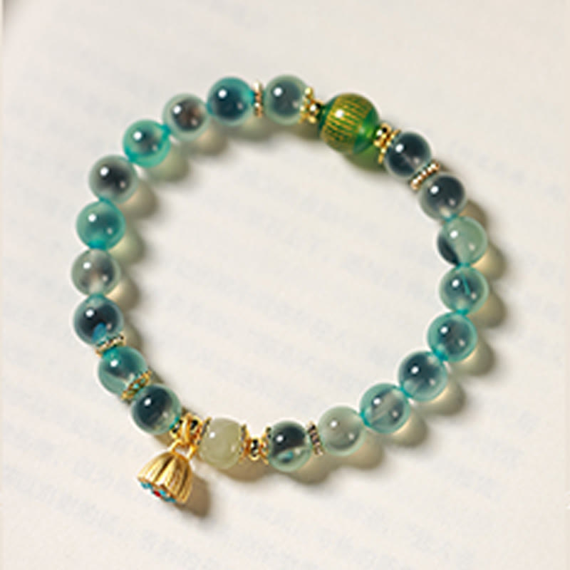 Buddha Stones Natürliches buntes Candy-Achat-Goldenes Lotus-Pod-Heilarmband - image 2