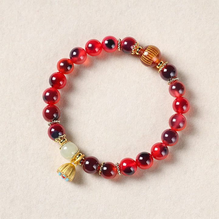 Buddha Stones Natürliches buntes Candy-Achat-Goldenes Lotus-Pod-Heilarmband - image 17
