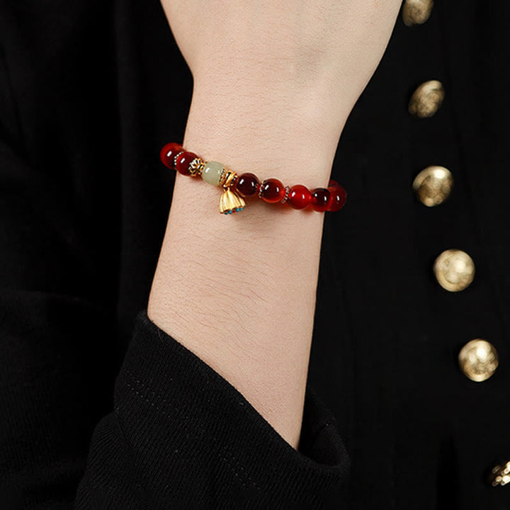 Buddha Stones Natürliches buntes Candy-Achat-Goldenes Lotus-Pod-Heilarmband - image 19