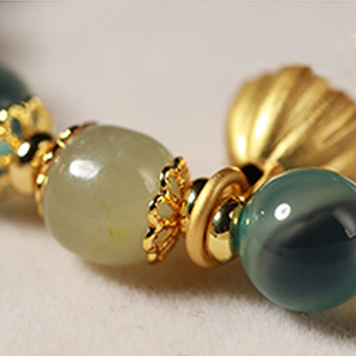 Buddha Stones Natürliches buntes Candy-Achat-Goldenes Lotus-Pod-Heilarmband - image 7
