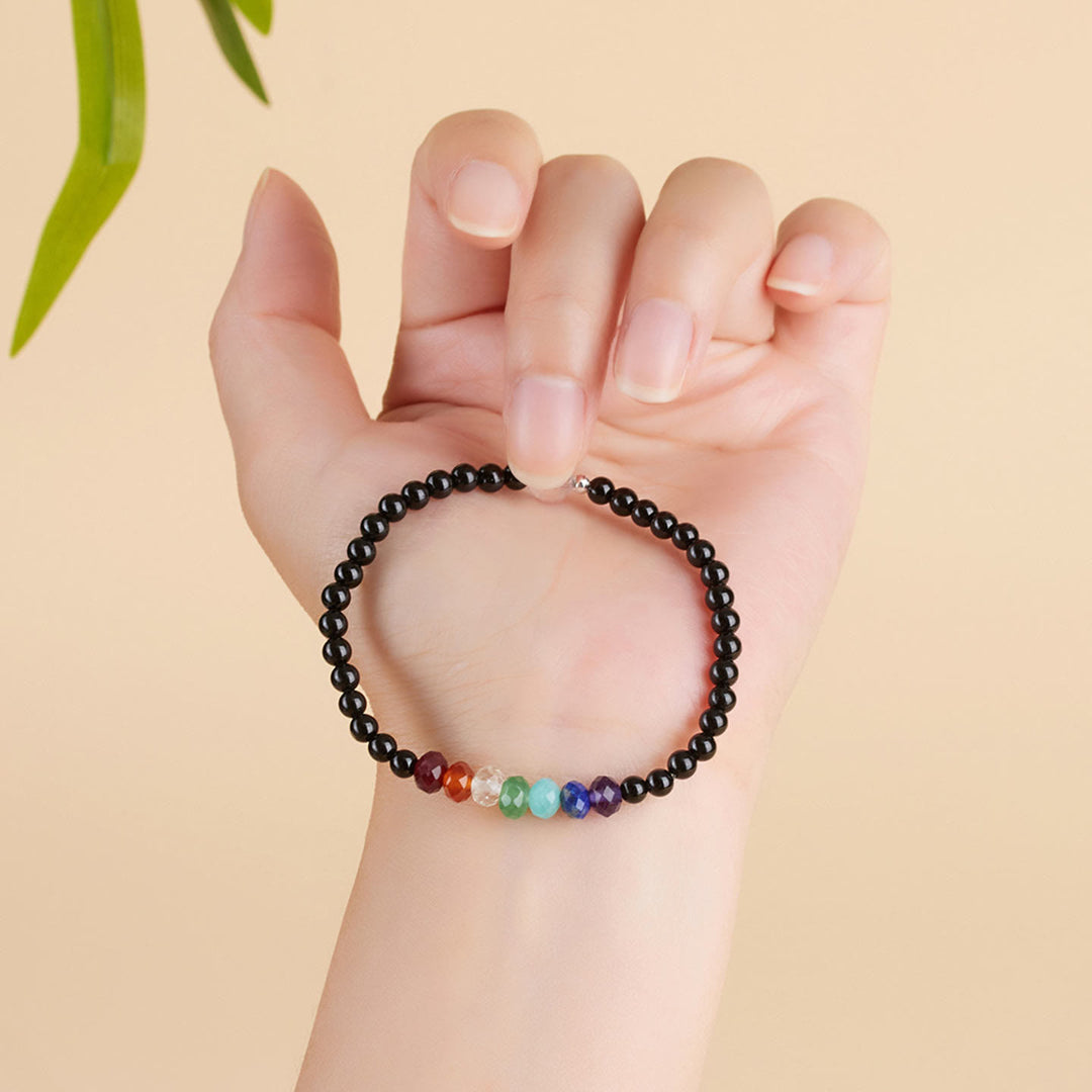 Buddha Stones Armband aus ultrafeinem, 4 mm schwarzem Turmalin und bunten Steinen - image 4
