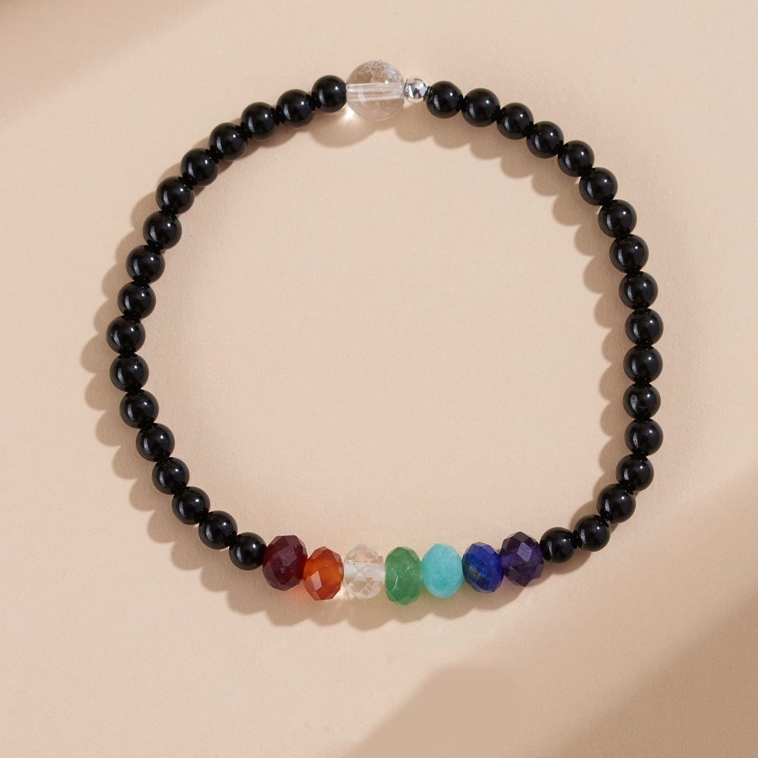 Buddha Stones Armband aus ultrafeinem, 4 mm schwarzem Turmalin und bunten Steinen - image 2