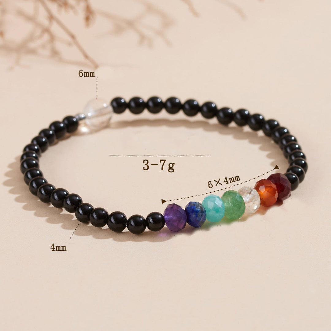 Buddha Stones Armband aus ultrafeinem, 4 mm schwarzem Turmalin und bunten Steinen - image 5