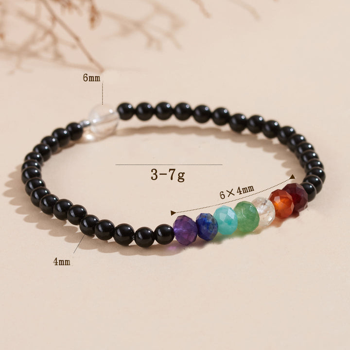 Buddha Stones Armband aus ultrafeinem, 4 mm schwarzem Turmalin und bunten Steinen - image 5