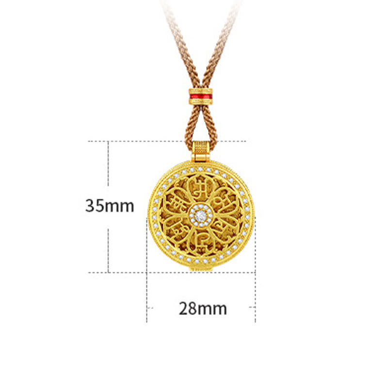 Halskette mit Anhänger aus Buddha Stones „ Om Mani Padme Hum“, zum Öffnen, Kupfer, vergoldet, Reichtum - image 5