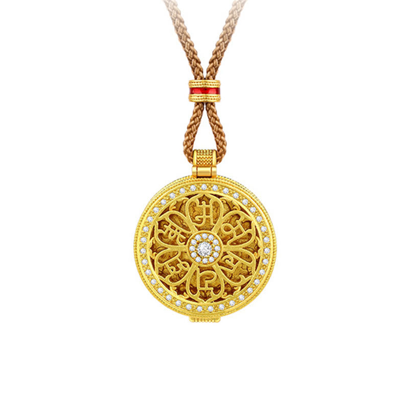 Halskette mit Anhänger aus Buddha Stones „ Om Mani Padme Hum“, zum Öffnen, Kupfer, vergoldet, Reichtum - image 6
