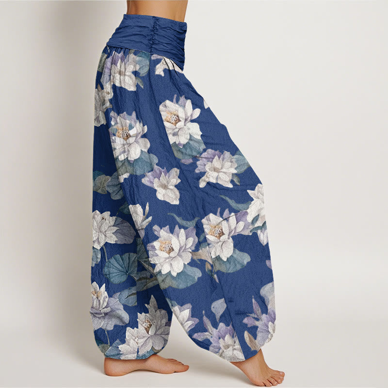 Buddha Stones Lässige, elegante Haremshose mit Lotus-Print-Design für Damen mit elastischer Taille - image 6