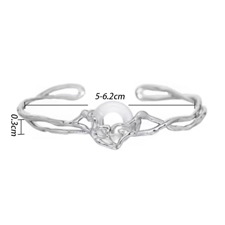 Buddha Stones 925 Sterling Silber Peace Schnalle Weißer Achat Schutz Armband Armreif - image 4