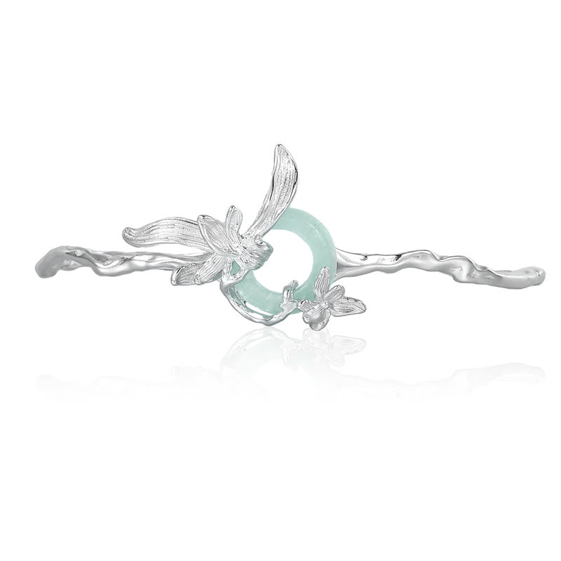 Buddha Stones 925 Sterling Silber Iris Peace Schnalle Quarzit Jade Schutz Armband Armreif - Kupferbass (Handgelenkumfang: 14–16 cm) - image 2