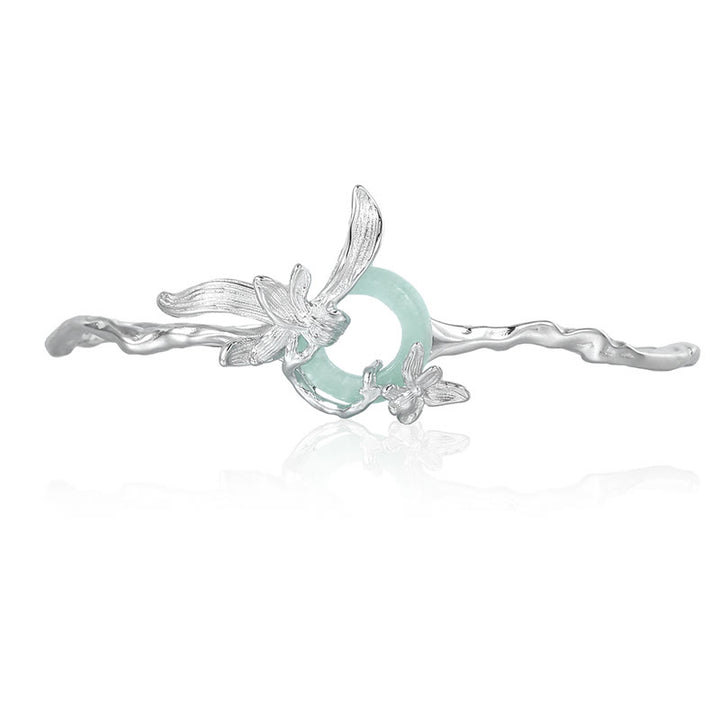 Buddha Stones 925 Sterling Silber Iris Peace Schnalle Quarzit Jade Schutz Armband Armreif - Kupferbass (Handgelenkumfang: 14–16 cm) - image 2