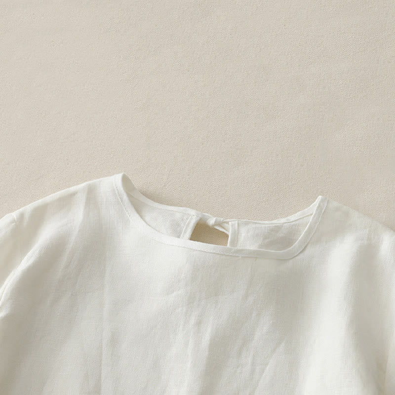 Buddha Stones Lässiges, schlichtes T-Shirt aus Polyester mit Rüschensaum und Rundhalsausschnitt - image 10