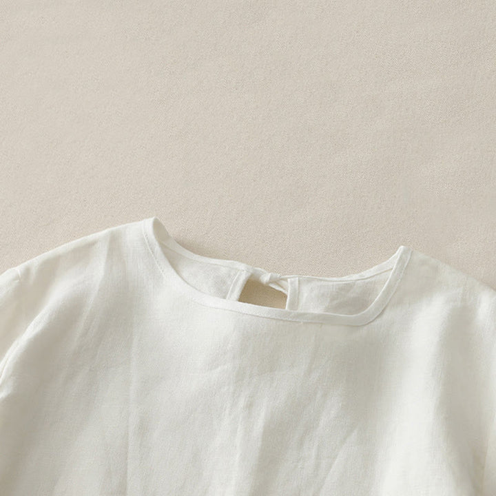 Buddha Stones Lässiges, schlichtes T-Shirt aus Polyester mit Rüschensaum und Rundhalsausschnitt - image 10