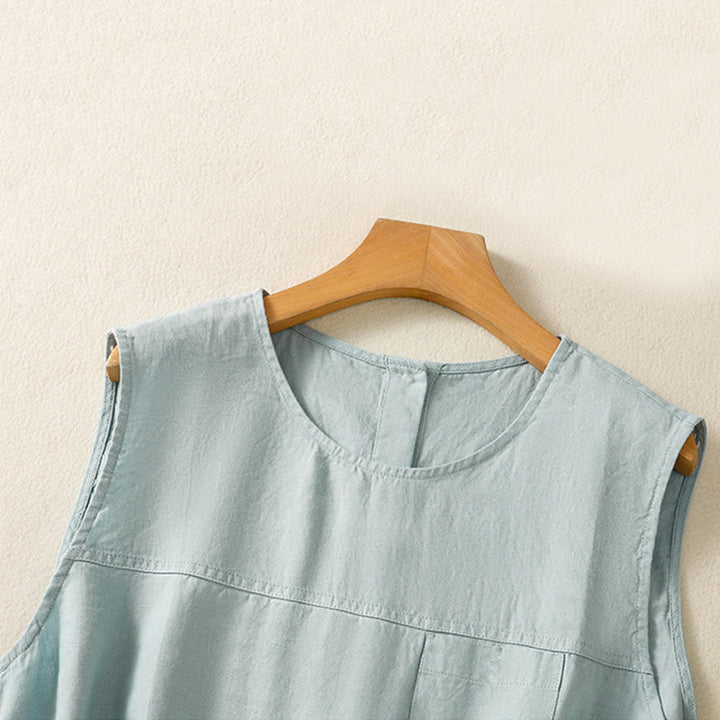 Buddha Stones Einfaches Rundhals-Knopf-Design Ärmelloses Damen-Unterhemd aus Baumwolle - image 8