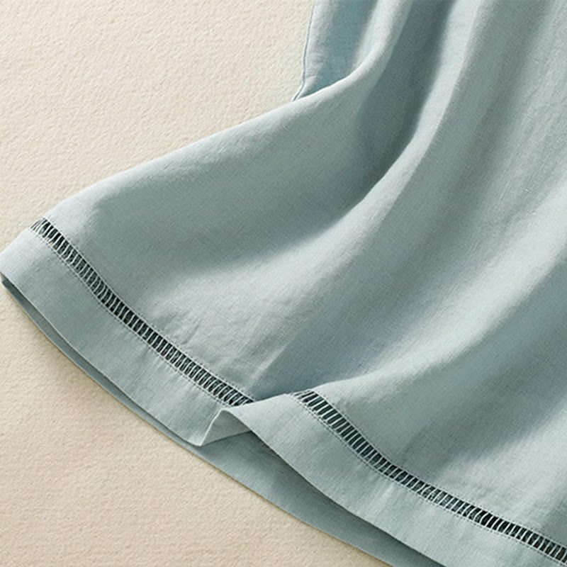 Buddha Stones Einfaches Rundhals-Knopf-Design Ärmelloses Damen-Unterhemd aus Baumwolle - image 12