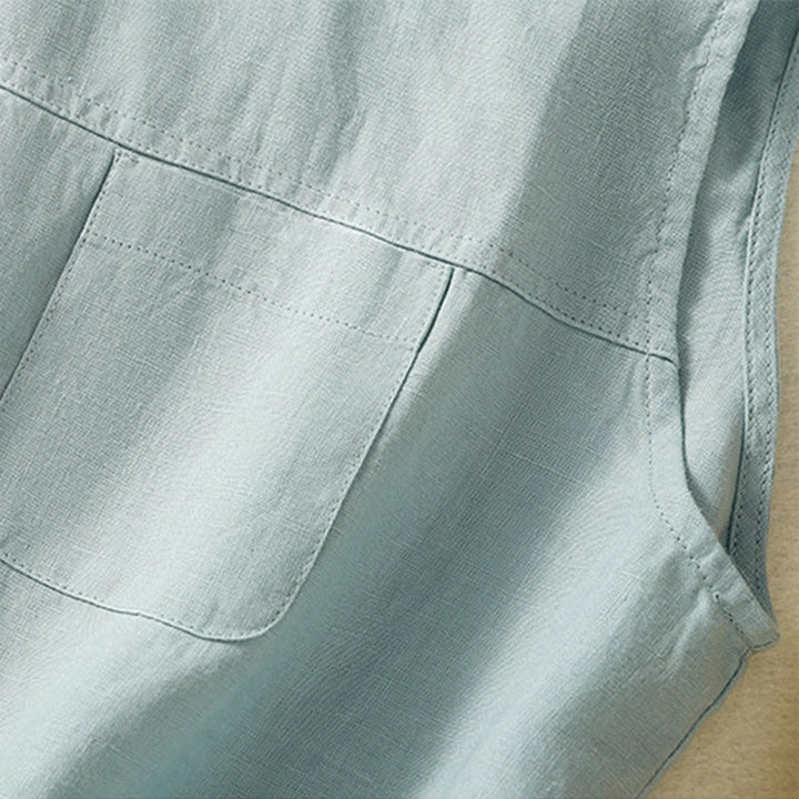 Buddha Stones Einfaches Rundhals-Knopf-Design Ärmelloses Damen-Unterhemd aus Baumwolle - image 13