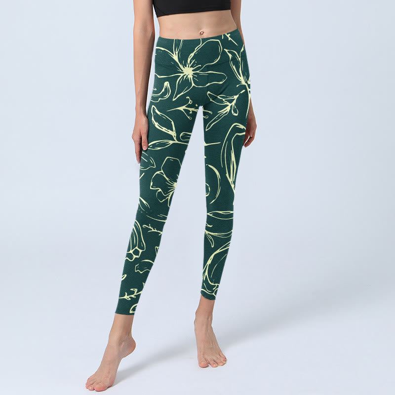 Buddha Stones Große Blumenblüten-Druck-Gym-Leggings für Damen, Yoga-Hose - image 5
