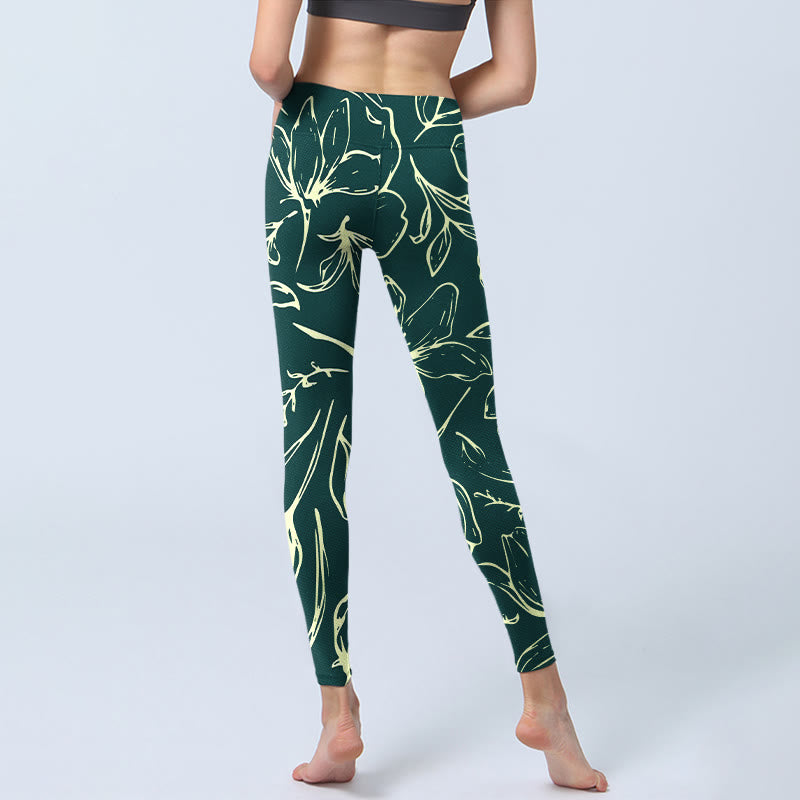 Buddha Stones Große Blumenblüten-Druck-Gym-Leggings für Damen, Yoga-Hose - image 6