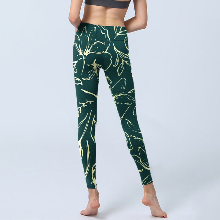 Buddha Stones Große Blumenblüten-Druck-Gym-Leggings für Damen, Yoga-Hose - image 6
