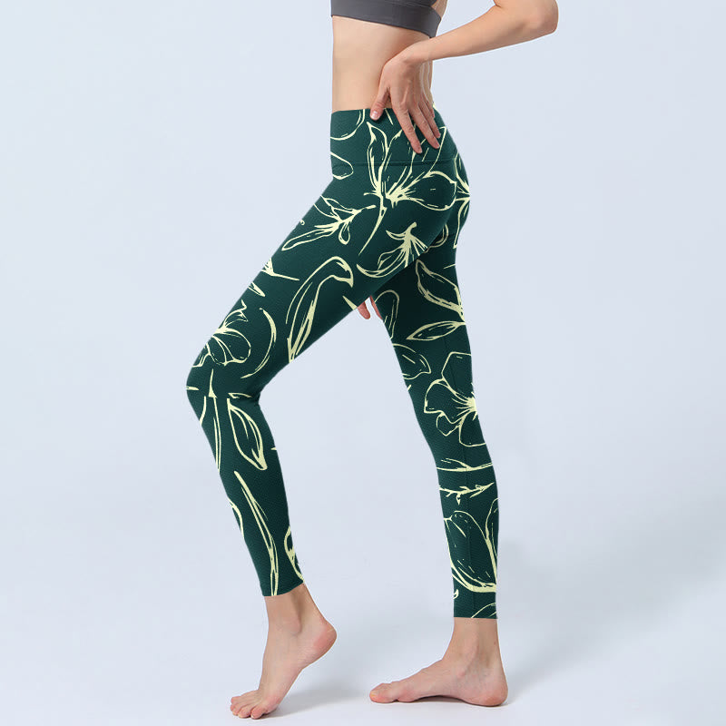 Buddha Stones Große Blumenblüten-Druck-Gym-Leggings für Damen, Yoga-Hose - image 3