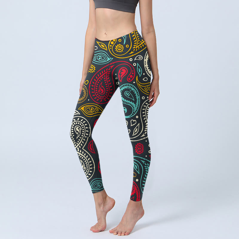 Buddha Stones Bunte Paisley Print Gym Leggings Damen Yoga Hose - Schwarz - US18， UK/AU22，EU50 (4XL) - image 1