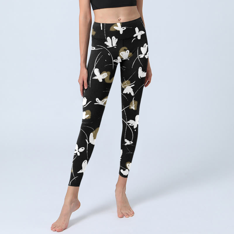 Buddha Stones Weiße Schmetterlinge Print Gym Leggings Damen Yogahose - image 6