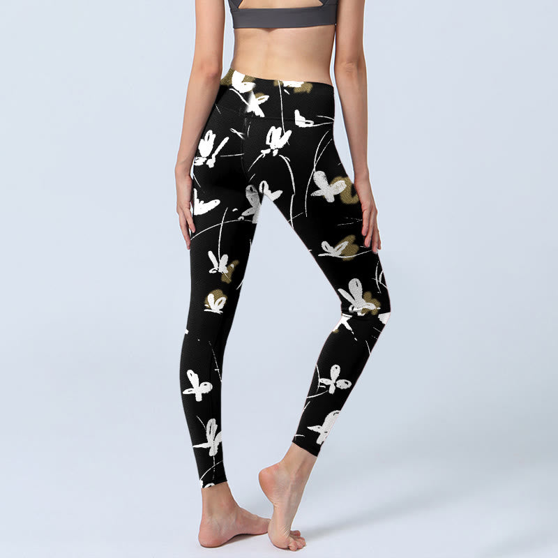 Buddha Stones Weiße Schmetterlinge Print Gym Leggings Damen Yogahose - image 5