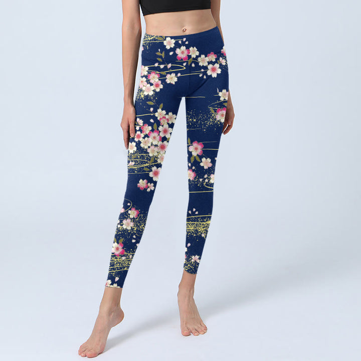 Buddha Stones Rosa Magenta Blumen Grüne Blätter Print Gym Leggings Damen Yoga Hose - image 6