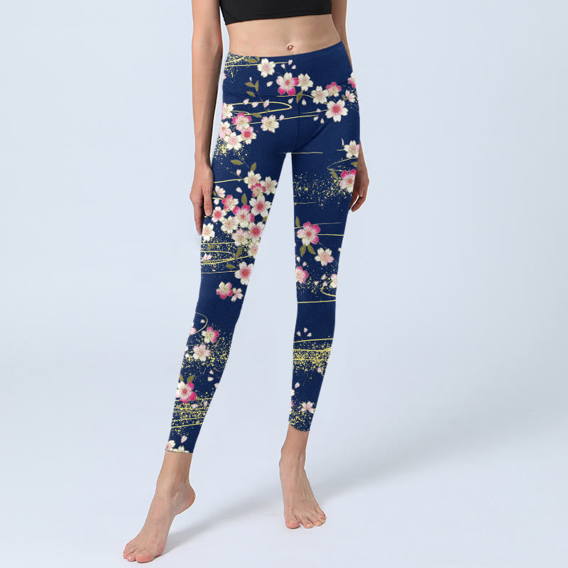 Buddha Stones Rosa Magenta Blumen Grüne Blätter Print Gym Leggings Damen Yoga Hose - image 5