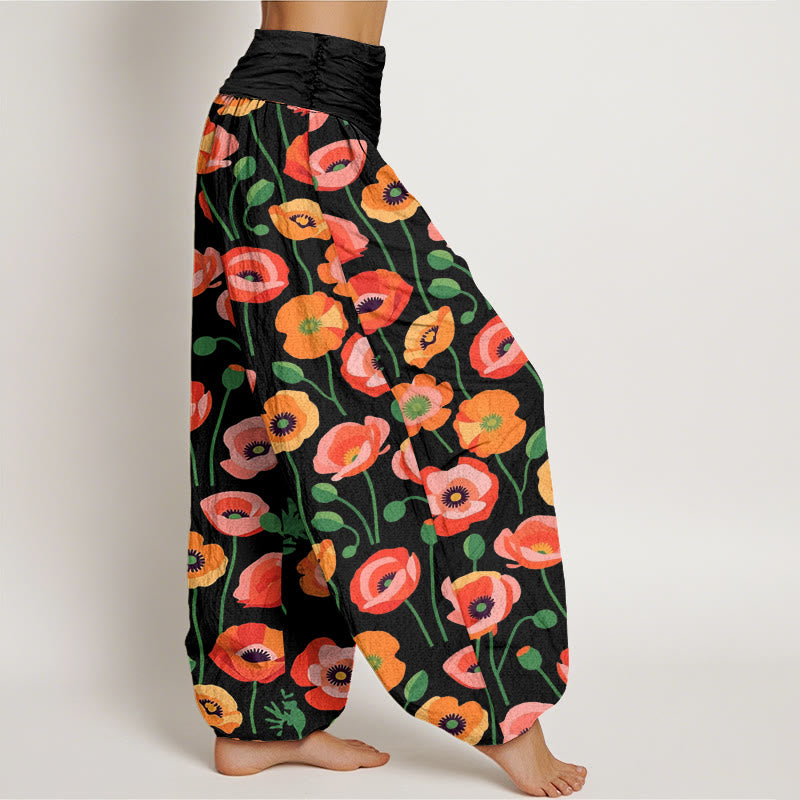 Buddha Stones Rot Orange Blumen Muster Damen Haremshose mit elastischer Taille - image 3