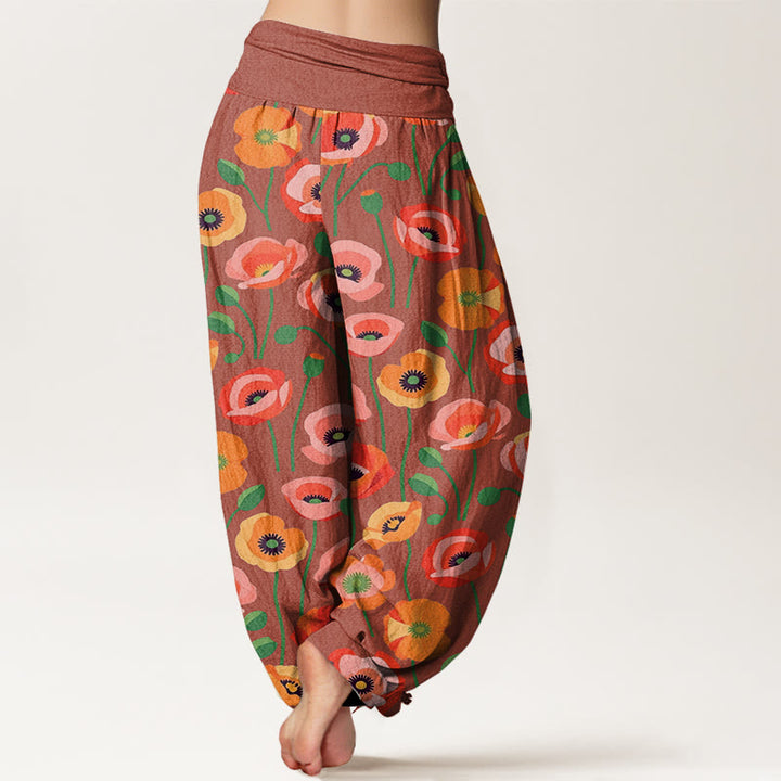 Buddha Stones Rot Orange Blumen Muster Damen Haremshose mit elastischer Taille - image 6