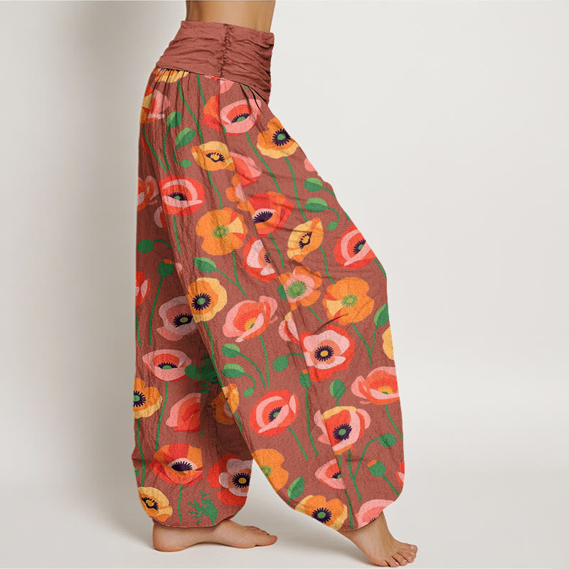 Buddha Stones Rot Orange Blumen Muster Damen Haremshose mit elastischer Taille - image 7
