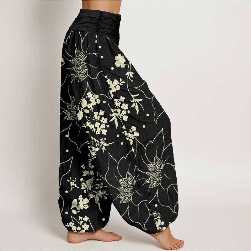 Buddha Stones Beige Große Blütenblätter Blumen Blüten Muster Damen Haremshose mit elastischer Taille - image 7