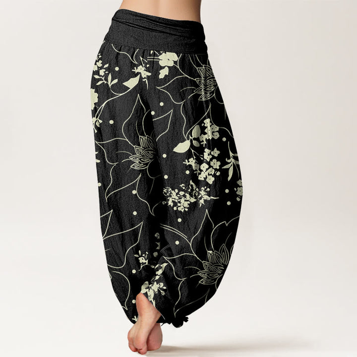 Buddha Stones Beige Große Blütenblätter Blumen Blüten Muster Damen Haremshose mit elastischer Taille - image 6