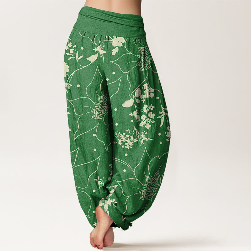 Buddha Stones Beige Große Blütenblätter Blumen Blüten Muster Damen Haremshose mit elastischer Taille - image 9