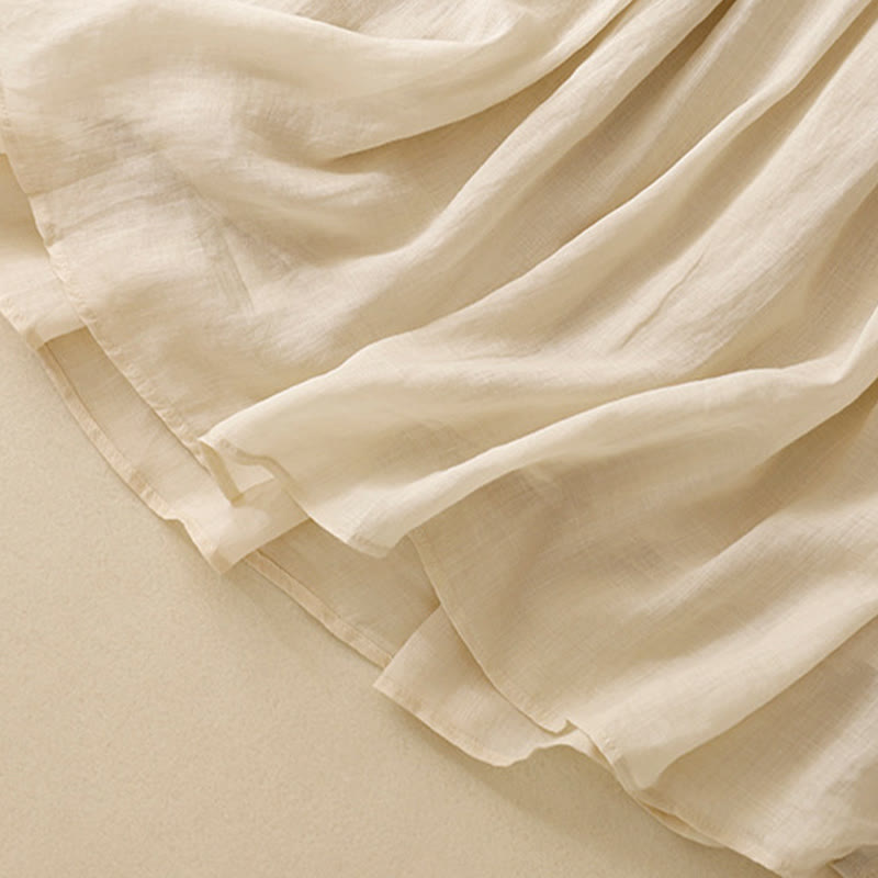 Buddha Stones Sommer Einfarbig Elastische Taille Kordelzug Damenrock - image 26