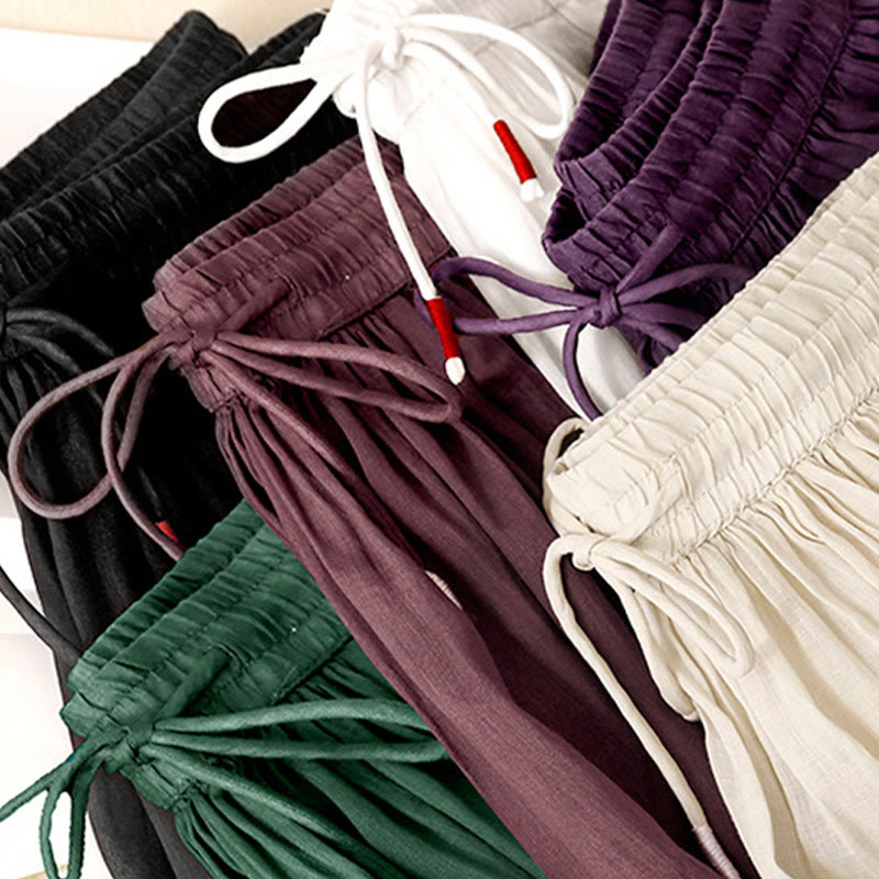 Buddha Stones Sommer Einfarbig Elastische Taille Kordelzug Damenrock - image 29