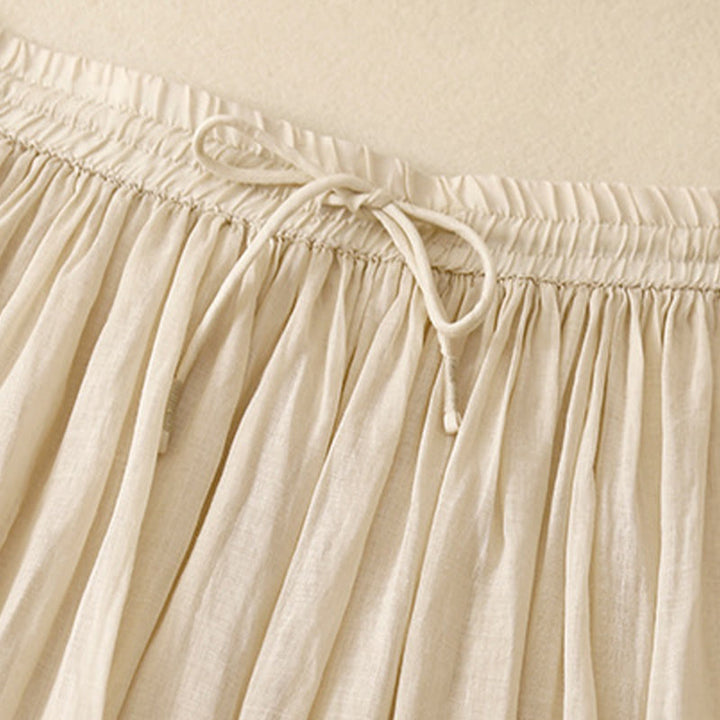 Buddha Stones Sommer Einfarbig Elastische Taille Kordelzug Damenrock - image 22