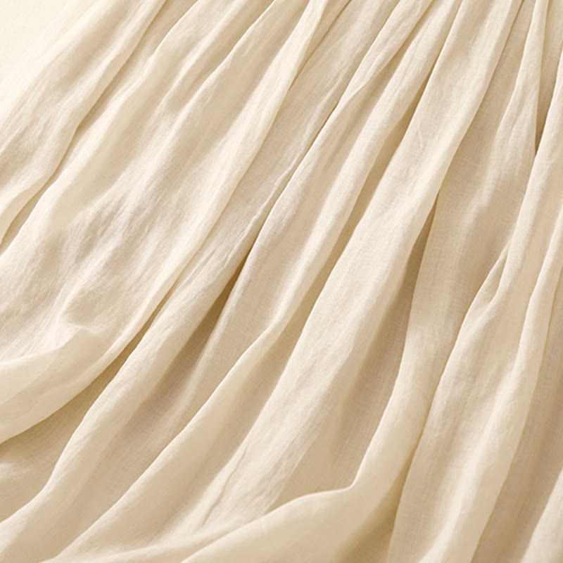 Buddha Stones Sommer Einfarbig Elastische Taille Kordelzug Damenrock - image 25