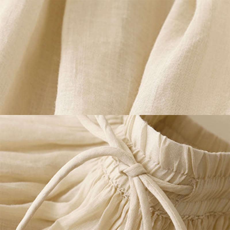 Buddha Stones Sommer Einfarbig Elastische Taille Kordelzug Damenrock - image 27