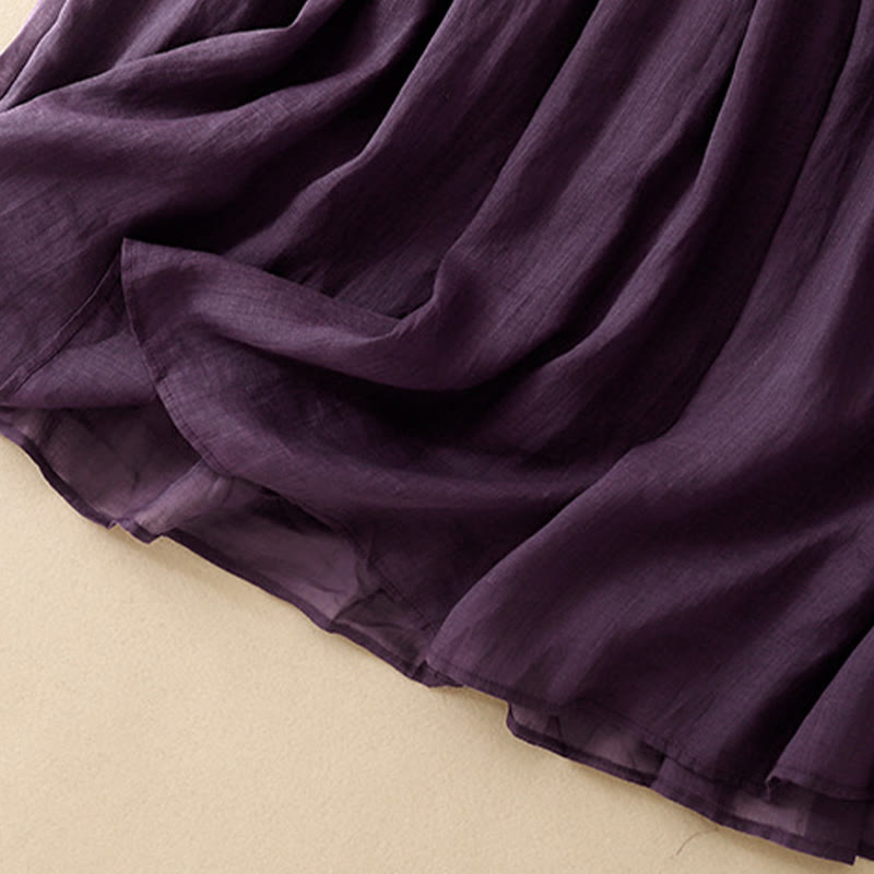 Buddha Stones Sommer Einfarbig Elastische Taille Kordelzug Damenrock - image 11