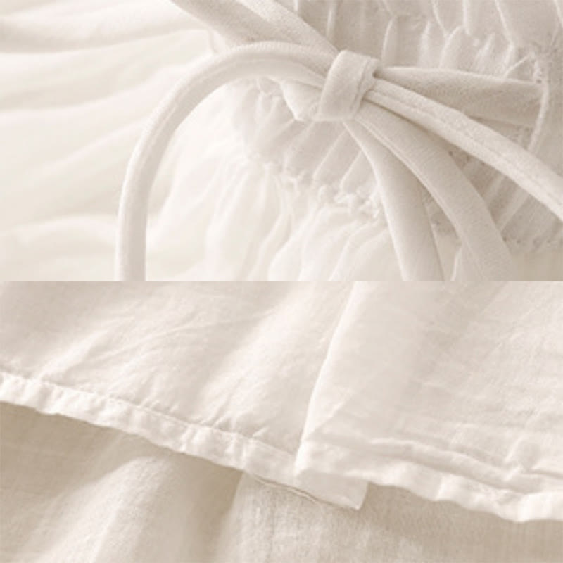 Buddha Stones Sommer Einfarbig Elastische Taille Kordelzug Damenrock - image 3