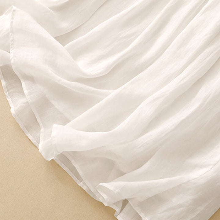 Buddha Stones Sommer Einfarbig Elastische Taille Kordelzug Damenrock - image 4