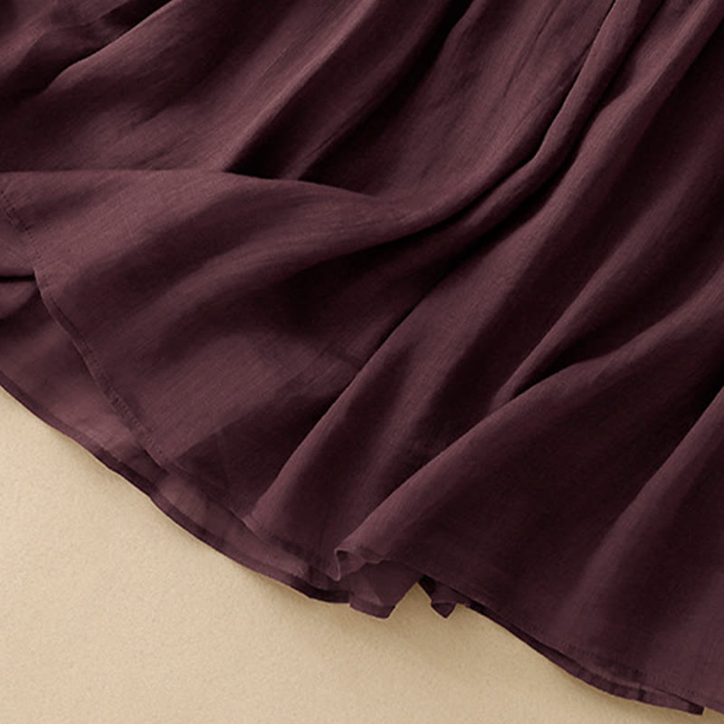 Buddha Stones Sommer Einfarbig Elastische Taille Kordelzug Damenrock - image 18