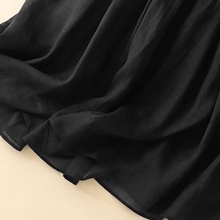 Buddha Stones Sommer Einfarbig Elastische Taille Kordelzug Damenrock - image 15