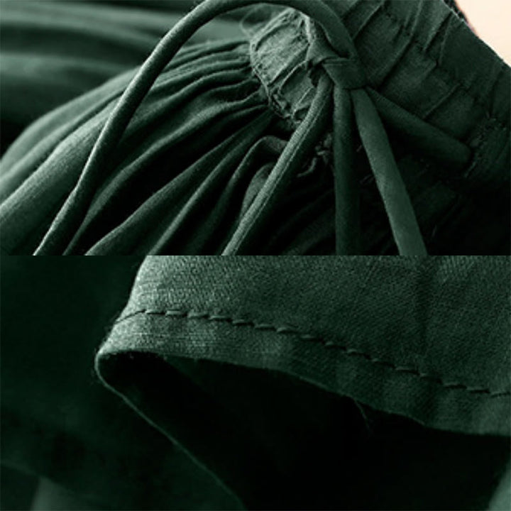 Buddha Stones Sommer Einfarbig Elastische Taille Kordelzug Damenrock - image 7