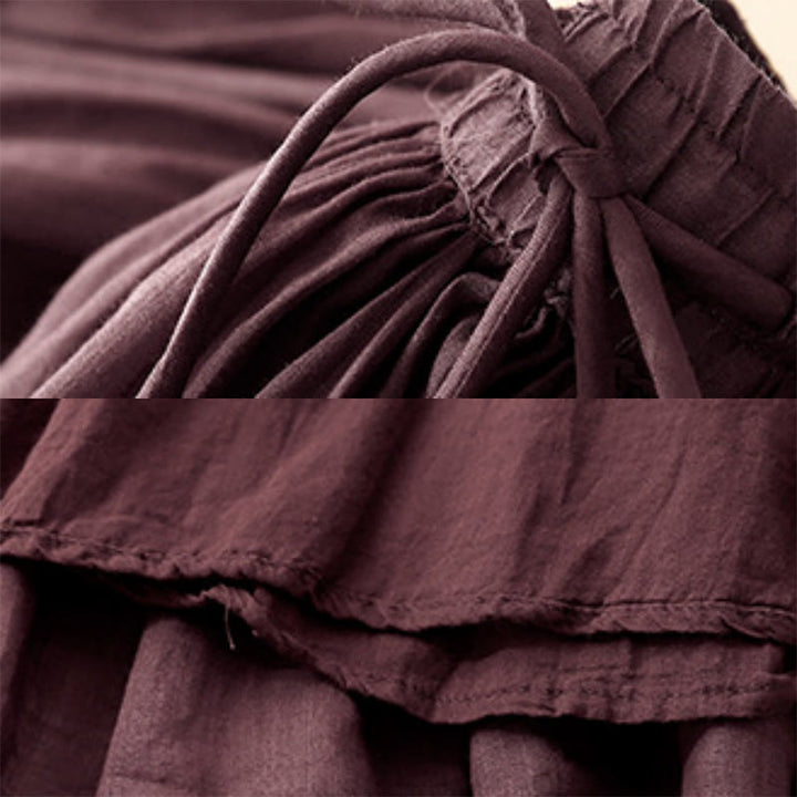 Buddha Stones Sommer Einfarbig Elastische Taille Kordelzug Damenrock - image 19