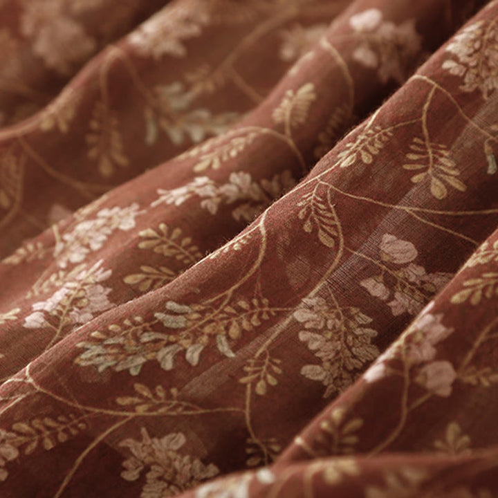 Buddha Stones Damenrock aus Baumwolle und Leinen mit Blumenmuster, A-Linie, elastischer Bund und Taschen - image 8