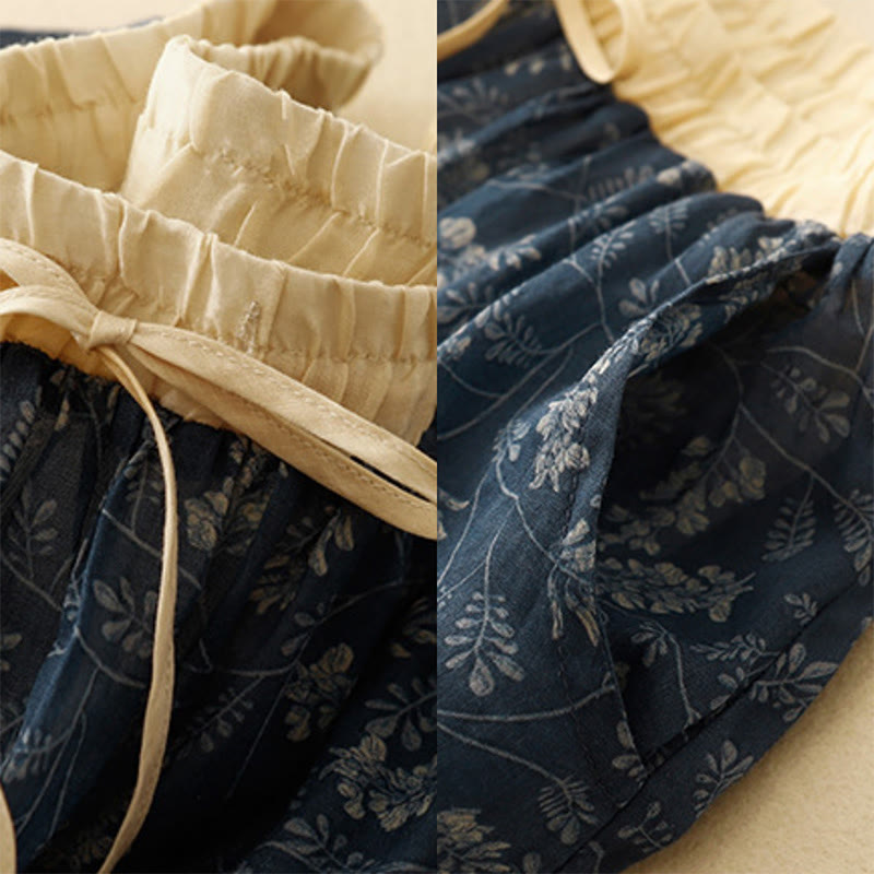 Buddha Stones Damenrock aus Baumwolle und Leinen mit Blumenmuster, A-Linie, elastischer Bund und Taschen - image 13