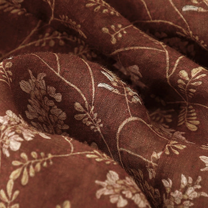 Buddha Stones Damenrock aus Baumwolle und Leinen mit Blumenmuster, A-Linie, elastischer Bund und Taschen - image 7