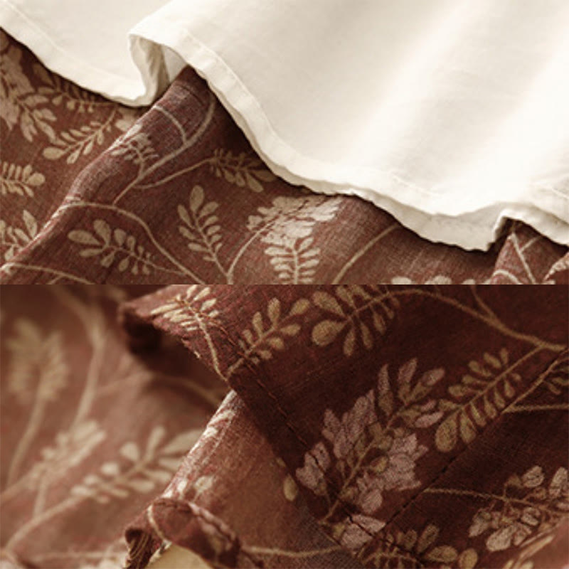 Buddha Stones Damenrock aus Baumwolle und Leinen mit Blumenmuster, A-Linie, elastischer Bund und Taschen - image 6